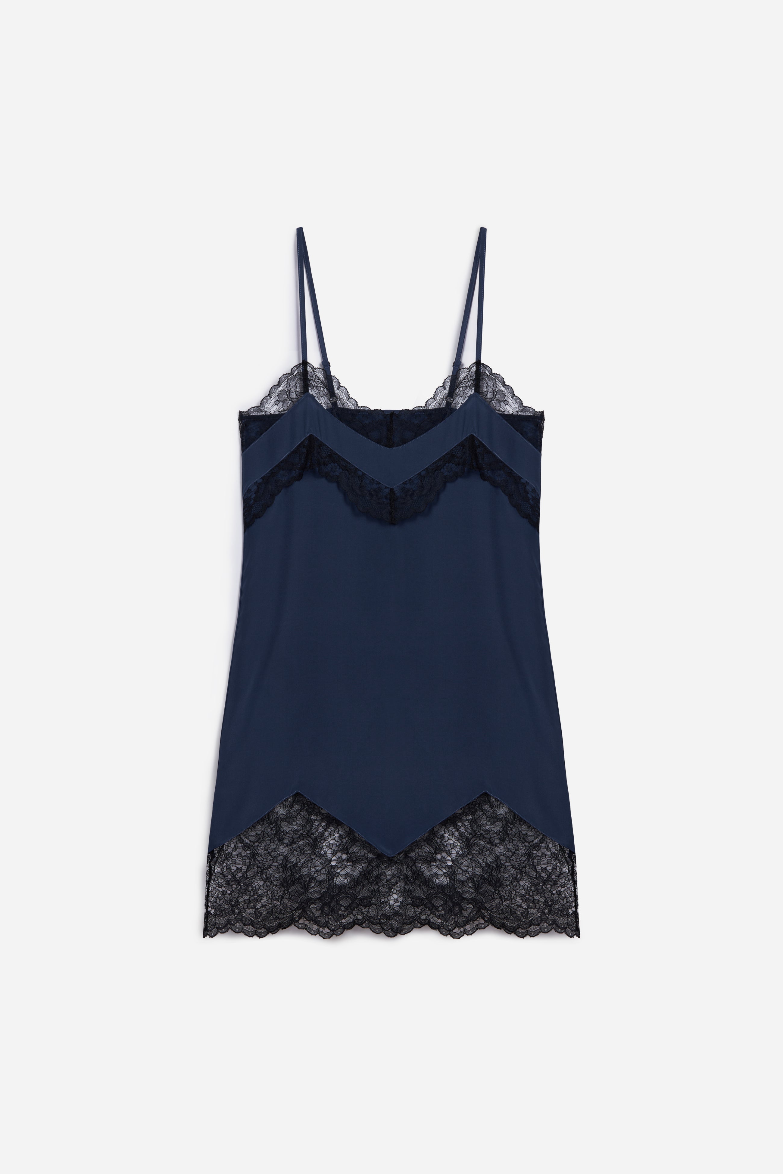 Colette Silk/Lace Slip Dress | Midnight Black
