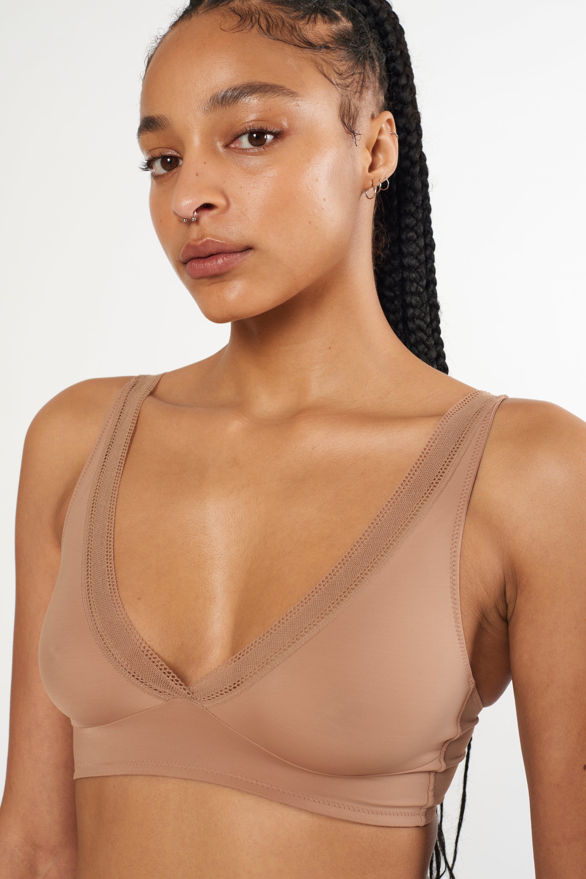 Nano Soft Cup Plunge Bra | Bronze