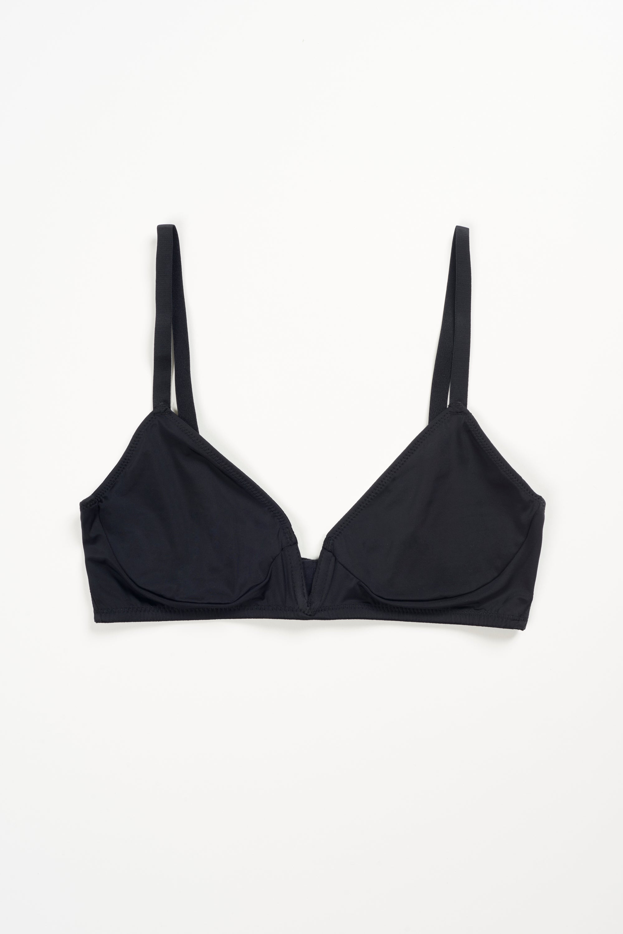 Nano Minimal V Wire Soft Cup Bra | Black