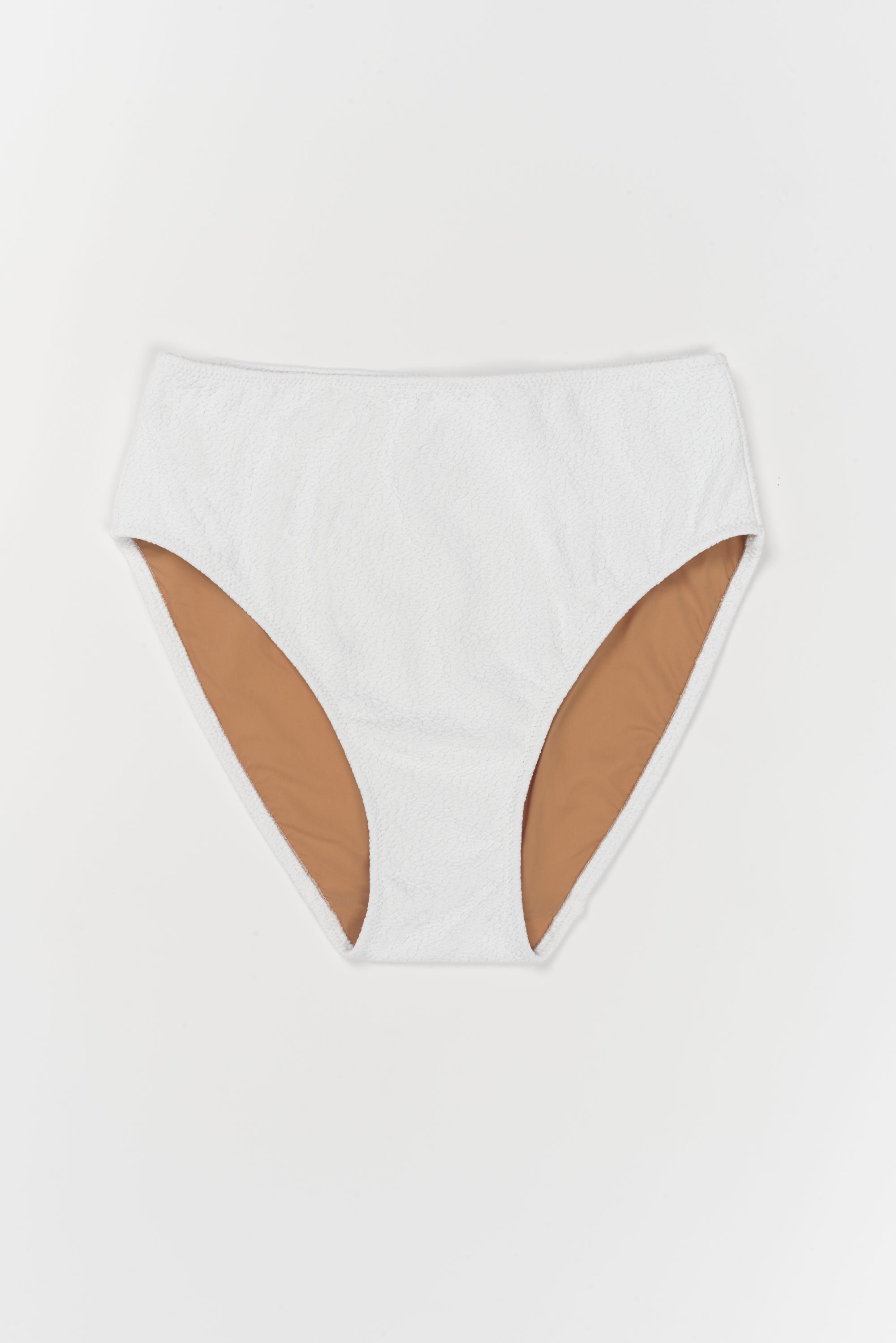 Boucle High Waist Bikini Bottom | White
