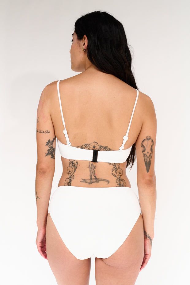 Boucle High Waist Bikini Bottom | White