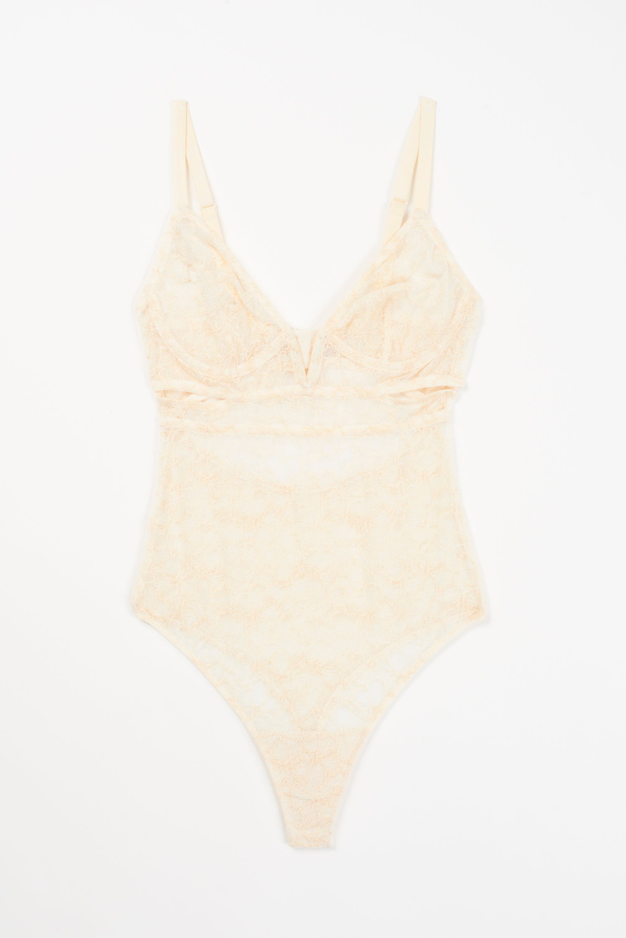 Marie Soft Plunge V Wire Bodysuit | Ecru