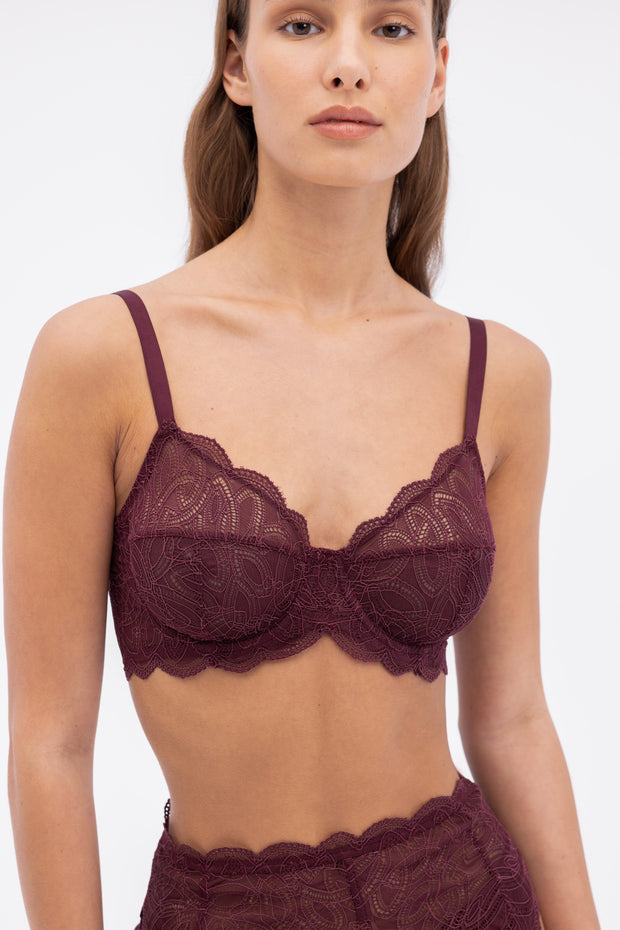Dahlia Underwired Full Cup Bra | Cherry Lacquer