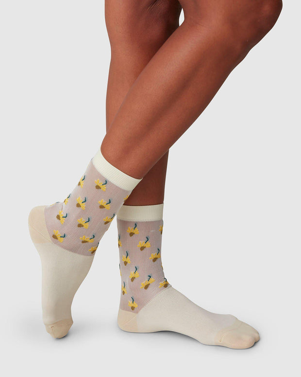 Swedish Stockings Embla Flower Socks | Cream