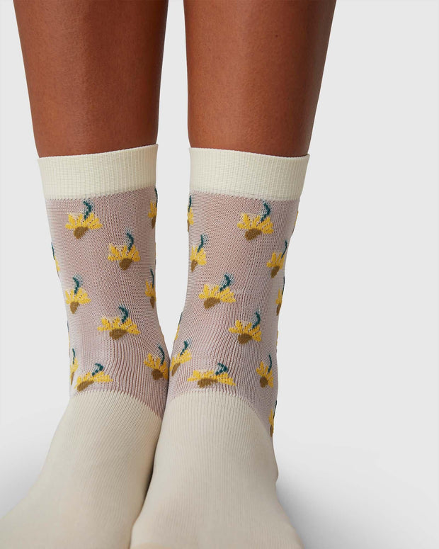 Swedish Stockings Embla Flower Socks | Cream