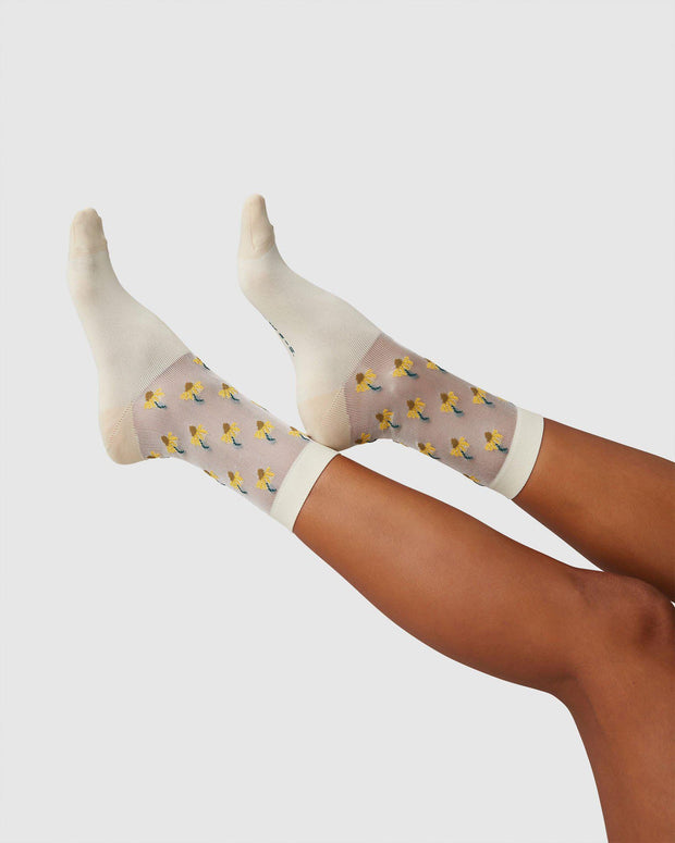 Swedish Stockings Embla Flower Socks | Cream