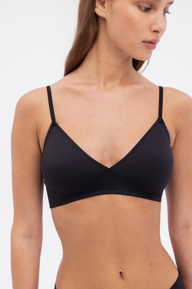 Nano Minimal Soft Triangle Bra | Black